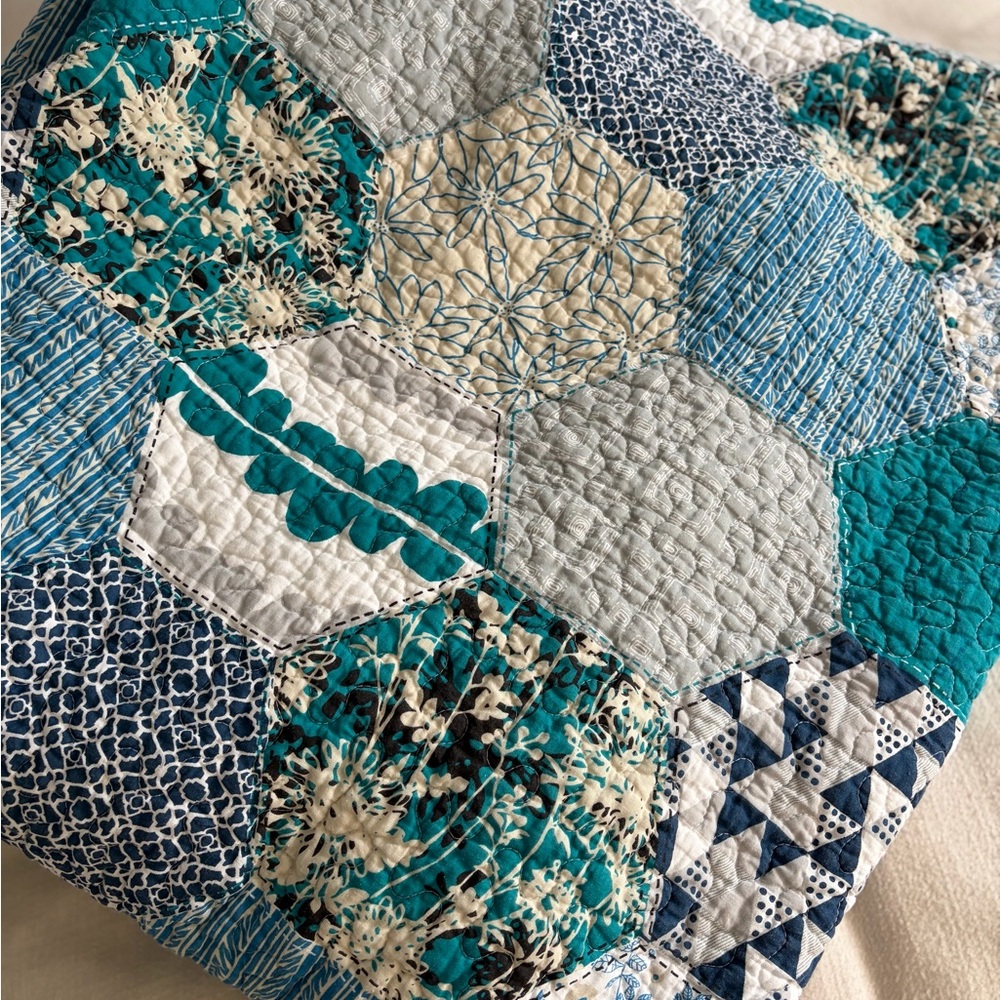 Lush Blue and White Patchwork Quilt
